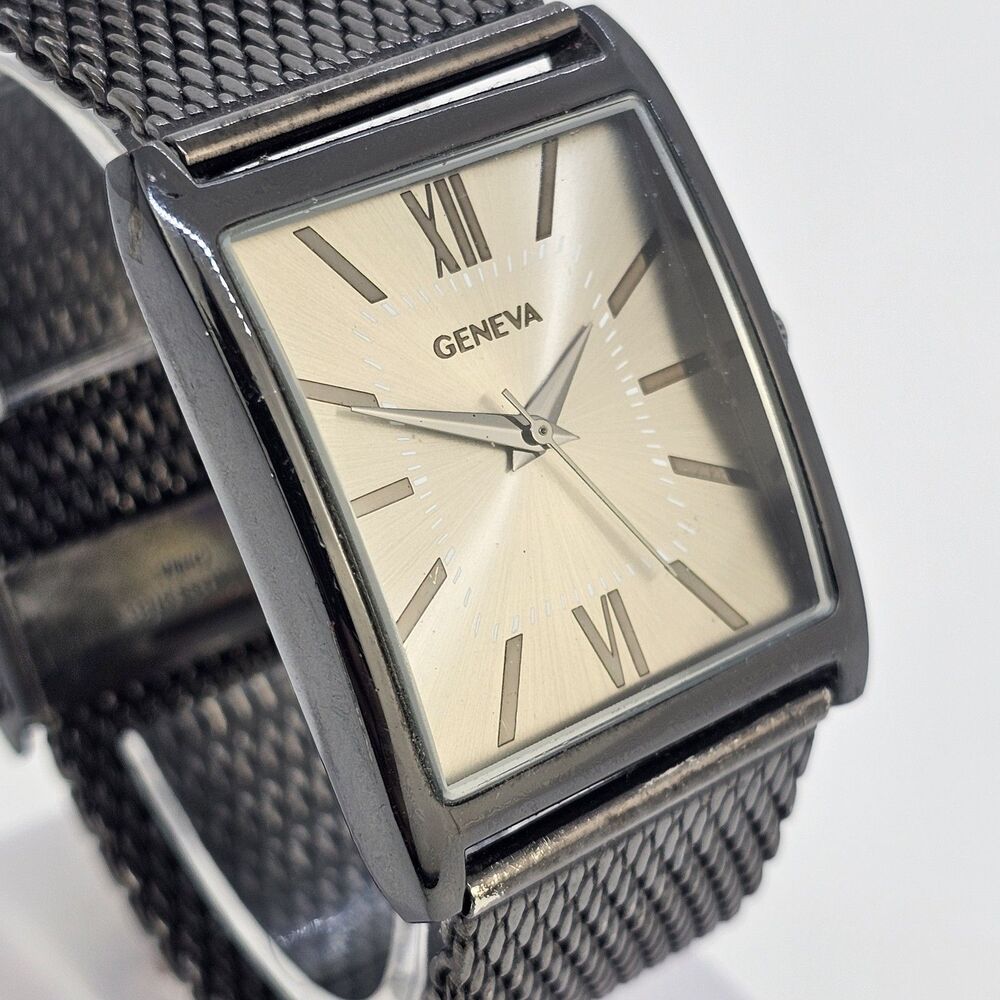 Geneva Men's Watch 34MM Brown‎ Dial Brown Mesh Bracelet Bands New Battery - Picture 5 of 12